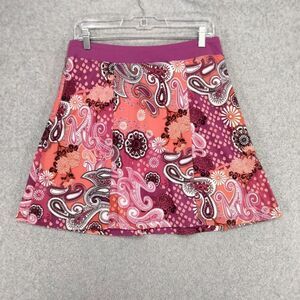 prAna Skirt Wmns S Magenta Pink Orange Paisley Floral Golf Yoga Summer Stretch